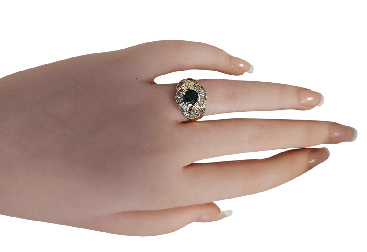 Tsavorite Garnet Diamond Ring in 18 Karat Yellow Gold