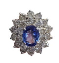 Tanzanite Diamond Flower Ring in 14Karat White Gold