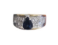 Pear Shaped Blue Sapphire Diamond Ring in 14Karat Yellow Gold