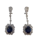 Blue Sapphire Diamond Dangling Earrings in 18Karat White Gold