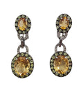 Citrine Diamond Dangling Earrings in 10Karat White Gold