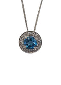 Blue Topaz Diamond Pendant Necklace in 14Karat White Gold