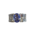Tanzanite and Baguette Cut Diamond Ring in 18Karat White Gold