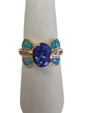 Tanzanite Butterfly Diamond Ring in 14Karat Yellow Gold