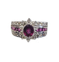 Ruby and Diamond Flower Ring in 14Karat White Gold