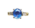 Blue Sapphire And Baguette Diamond Ring in 18Karat Yellow Gold