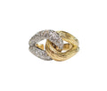 Two Tone Puffed Link Diamond Ring in  18 Karat Two Tone Gold