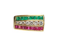 Emerald, Ruby, Diamond Ring in 18 Karat Yellow Gold