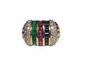 Multicolor Diamond Stripe Ring in 18 Karat Yellow Gold