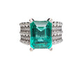 Zambia Emerald and Diamond  Ring in 14 Karat White Gold
