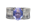 Tanzanite and Baguette Cut Diamond Ring in 18Karat White Gold