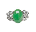 Diamond Jade Ring in 18 Karat White Gold