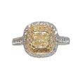 Fancy Yellow Cushion Diamond Ring in 18Karat Two Tone