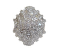 Dome Ring with Baguettes and Round Diamond in 18 Karat White Gold