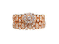 Cluster Diamond Milgrain ring and Diamond Milgrain Band Set made in 14 Karat Rose Gold
