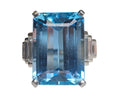 12 Carat Aquamarine Diamond Ring in Platinum