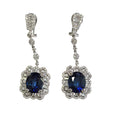 Blue Sapphire Diamond Dangling Earrings in 18Karat White Gold