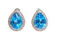 Blue Topaz Pair shape Earrings in 18 Kt White Gold with Diamond