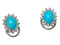 Persian Torquoise with Diamond Halo,  Clip Earrings, 18kt White Gold