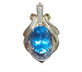 Blue Topaz Necklace Pendant with Diamond in 14 Karat Yellow Gold