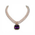 Pearl Neacklace with 18 Karat Gold Amethyst Pendant