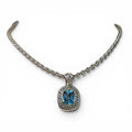 Authentic David Yurman Blue Topaz Albion Pendant Necklace With Chain