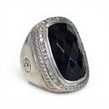 Authentic David Yurman Sterling Silver Onyx Halo Diamond Albion Cocktail Ring