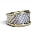 Authentic David Yurman Cigar Band Ring in Sterling Silver and 14 Karat Yellow Gold