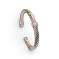 Authentic David Yurman Classic Cable Station 7mm Bracelet in Sterling Silver with Pave Diamonds