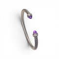 Authentic David Yurman Cable Collection 5mm Bracelet with Amethyst and Pave Diamonds