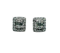 Natural Diamond Cluster Earrings with Halo made in 18 Karat White Gold