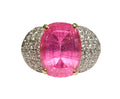 Pink Tourmaline Diamond Ring in 14 Karat Yellow Gold