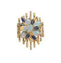 Opal and Blue Sapphire Ring in 10 Karat Yellow Gold