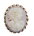 Vintage Shell Cameo Brooch in 10 Karat Yellow Gold