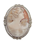 Vintage Cameo Brooch Pendant with a Carved Portrait in 14 Karat Yellow Gold