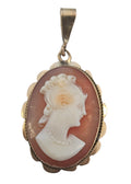 Vintage Cameo Pendant with a Carved Portrait in 18 Karat Yellow Gold