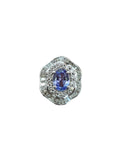 Tanzanite, Round and Baguette Cut Diamond Ring in 18 Karat White Gold