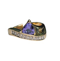 Trillion Cut Tanzanite Bypass Diamond Ring in 14 Karat Yellow Gold