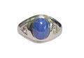 Synthetic Sapphire Ring with Diamonds in 14 Karat White Gold