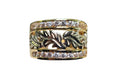 Cubic Zirconia Leaf Band Ring in 14 Karat Two Tone Gold
