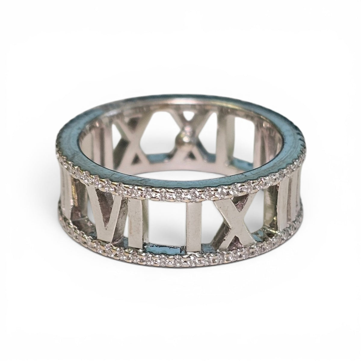 Tiffany & Co. Atlas Collection Roman Numeral Diamond Ring in 18