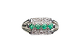 Emerald and Diamond Ring in 18 Karat White Gold