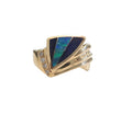 Geometric Shaped Opal and Diamond Ring in 14 Karat Yellow Gold