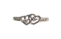 Twin Hearts Diamond Ring in 10 Karat White Gold