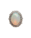 Opal Diamond Ring in 14 Karat White Gold