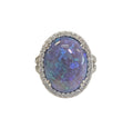 Black Opal Diamond Ring in Platinum