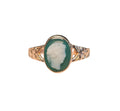 Green Cameo Portrait Ring in 10 Karat Yellow Gold