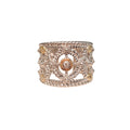 Judith Ripka Cigar Band Ring in 18 Karat White Gold and Silver