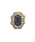 Pearl and Blue Sapphire Vintage Ring in 14 Karat Yellow Gold