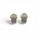 FRED Force 10 Collection Heart Earrings with Pave Diamonds in 18 Karat Yellow Gold and Stainless Steel